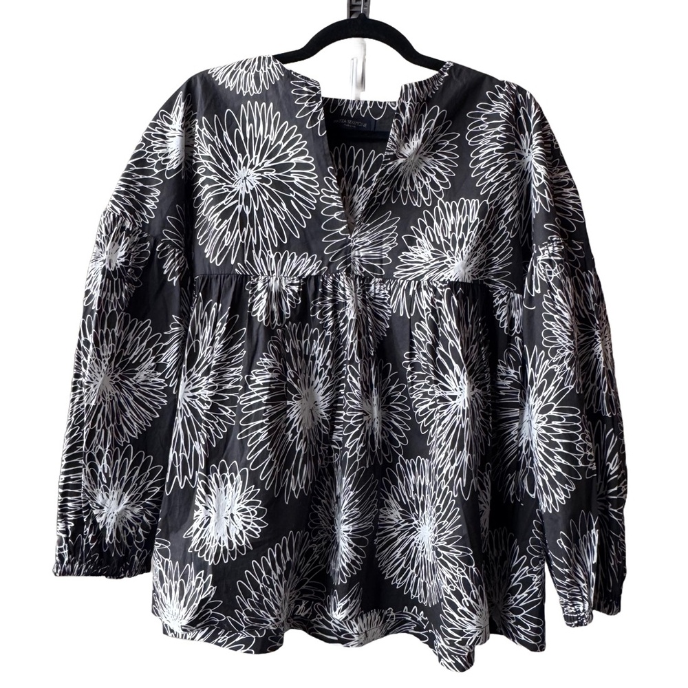 Piazza Sempione Abstract Black and White Top Blouse Size 48